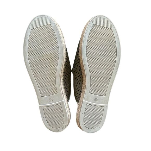 Bueno Navar Leather Laser Cut Peep Toe Slip On Espadrilles Sandals Olive Size 40 - Picture 9 of 11